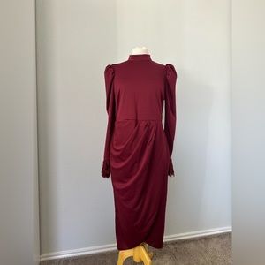 Fuzzy sleeve, asymmetrical dress